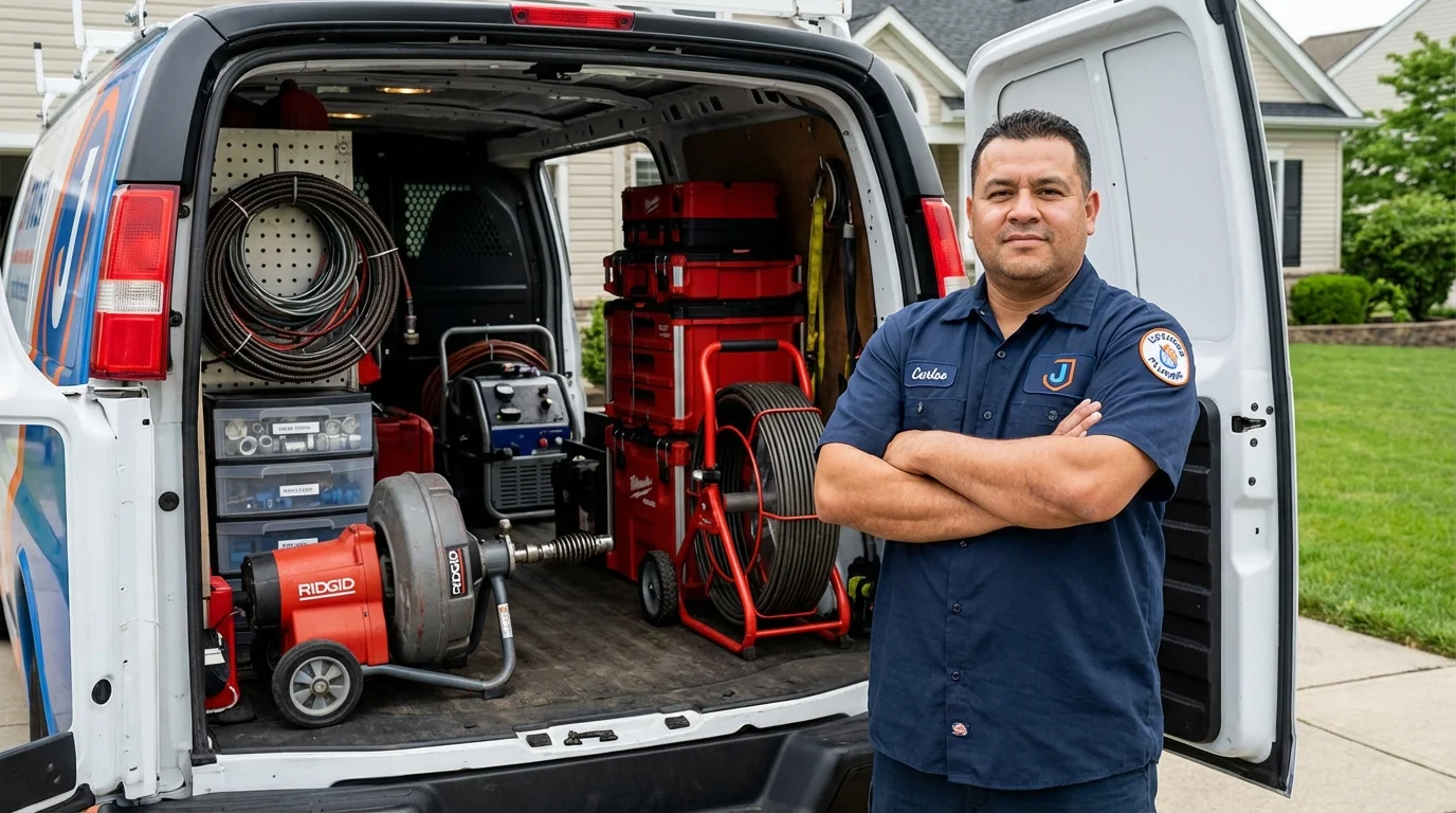 Professional drain cleaning equipment and Johns Plumbing LLC plumber in Clovis