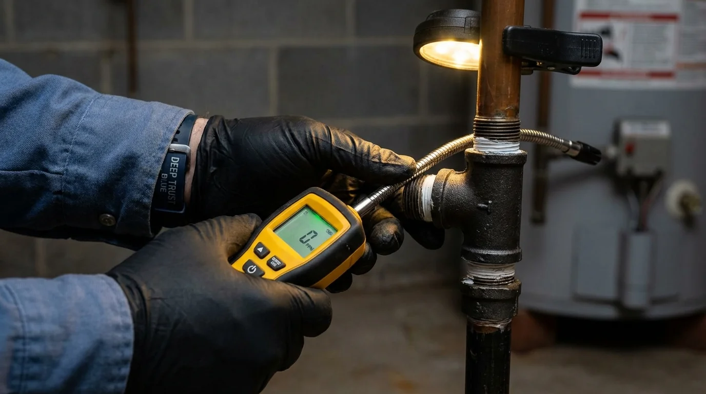 Gas leak detection with electronic sniffer by Johns Plumbing LLC in Clovis