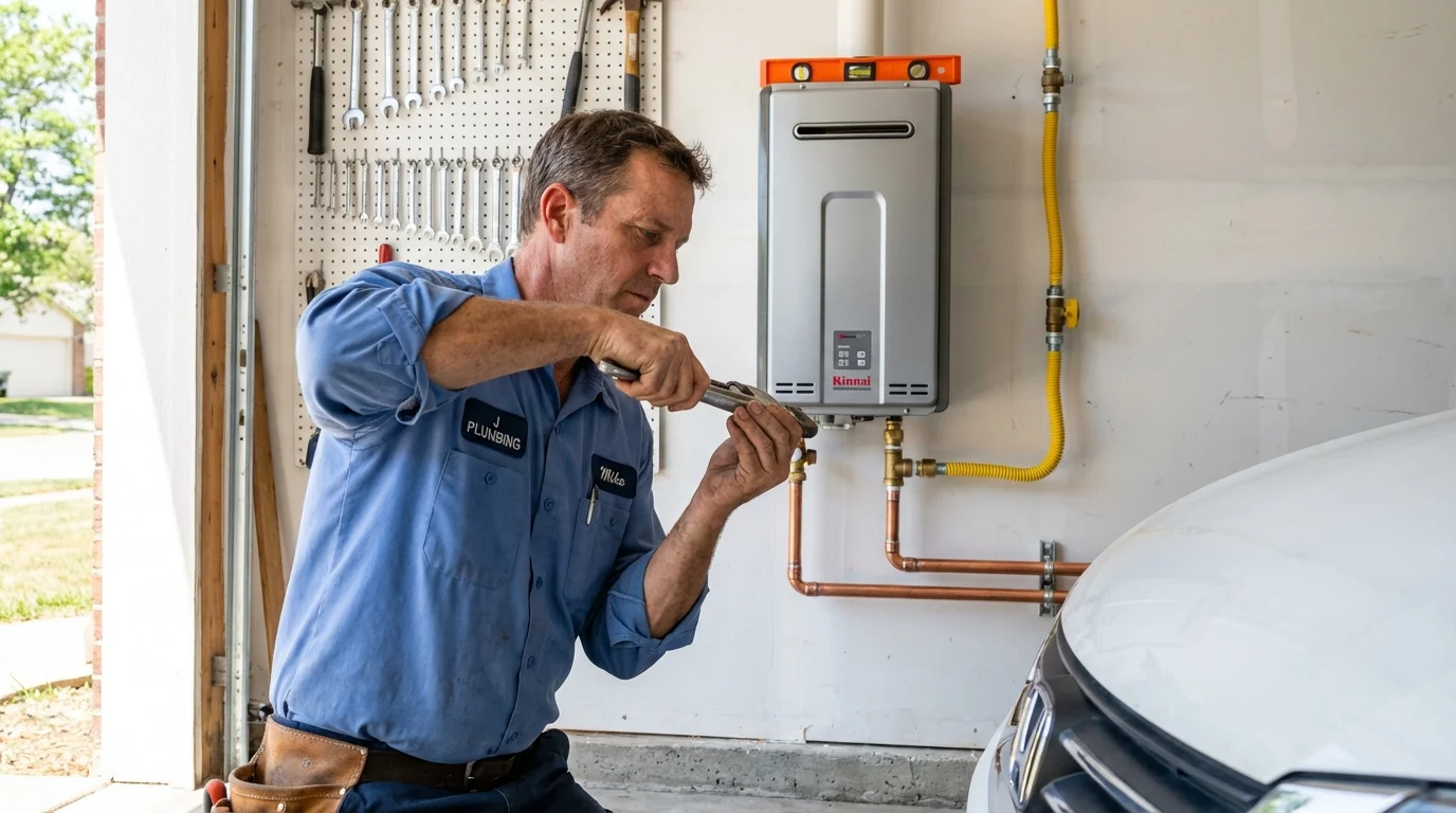 Tankless water heater installation by a Johns Plumbing LLC plumber in Clovis